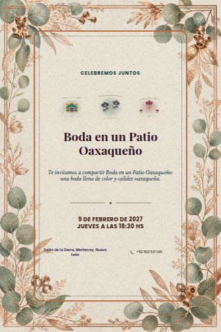 Oaxaca Courtyard Wedding invitation design preview