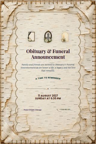 Obituary & Funeral Announcement invitation preview