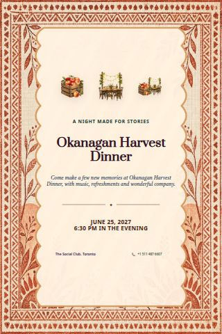 Okanagan Harvest Dinner invitation preview
