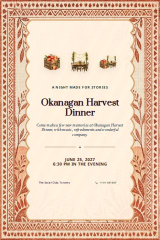 Okanagan Harvest Dinner invitation design preview