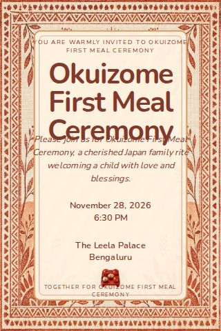 Okuizome First Meal Ceremony invitation design preview