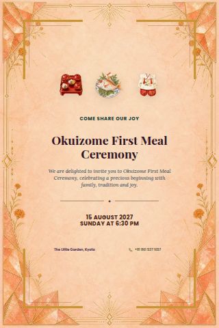 Okuizome First Meal Ceremony invitation preview