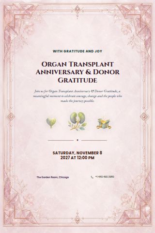 Organ Transplant Anniversary & Donor Gratitude invitation preview