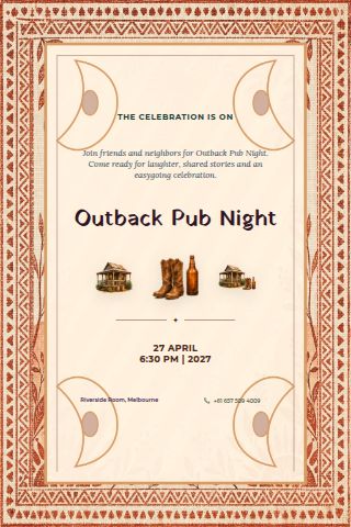 Outback Pub Night invitation preview