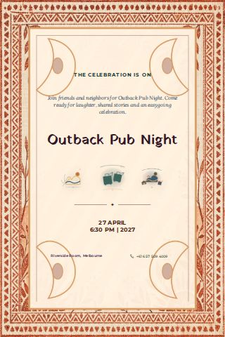 Outback Pub Night invitation design preview