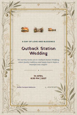Outback Station Wedding invitation preview