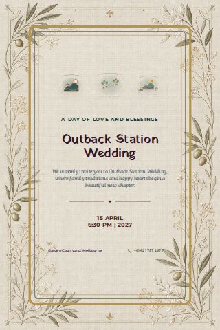 Outback Station Wedding invitation design preview