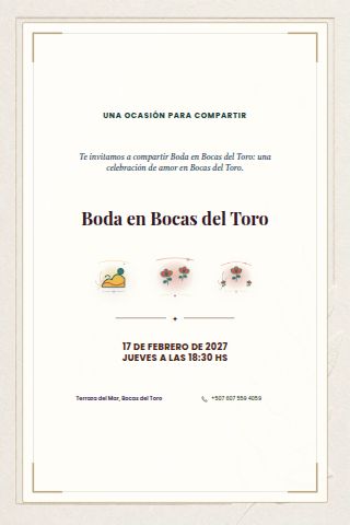 Bocas del Toro Beach Wedding invitation design