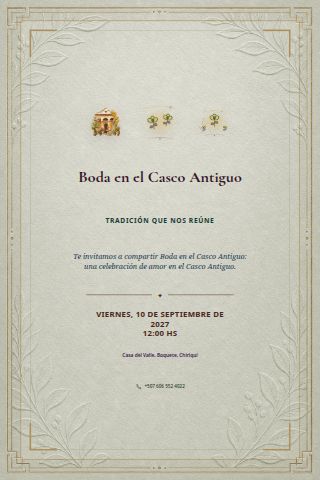 Casco Viejo Courtyard Wedding invitation design