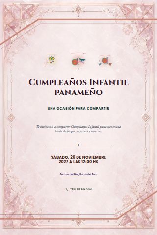 Panamanian Children's Birthday invitation design preview