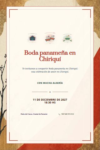 Panamanian Chiriquí Garden Wedding invitation design preview