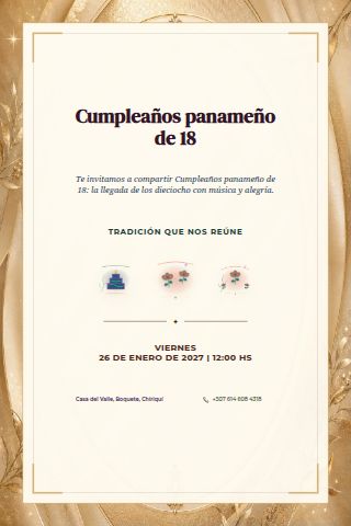 Panamanian Eighteenth Birthday invitation design preview