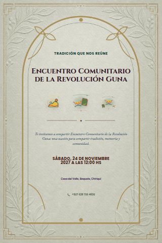 Panamanian Guna Revolution Community Gathering invitation design preview