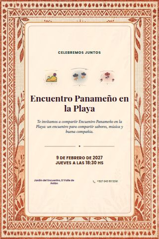Panamanian Island Beach Gathering invitation design preview