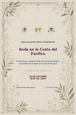 Pacific Coast Wedding invitation design