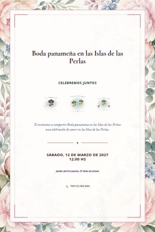 Panamanian Pearl Islands Wedding invitation design preview
