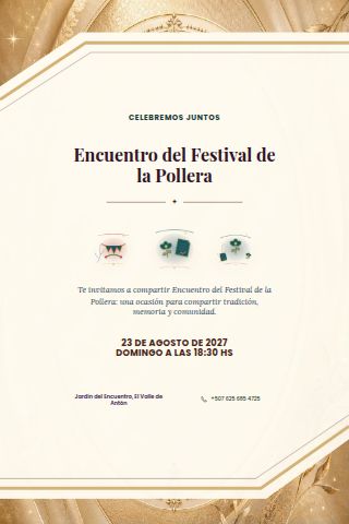 Panamanian Pollera Festival Gathering invitation design preview