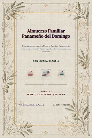 Panamanian Sunday Family Lunch invitation design preview