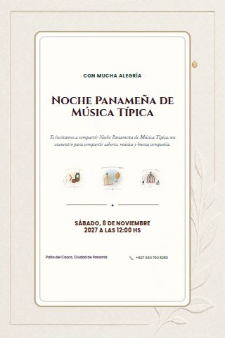 Panamanian Típico Dance Night invitation design preview