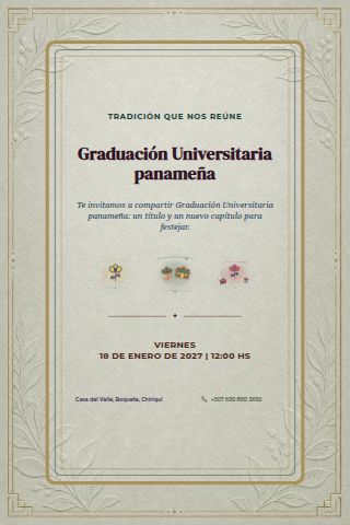Panamanian University Graduation invitation design preview