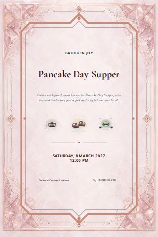 Pancake Day Supper invitation design preview