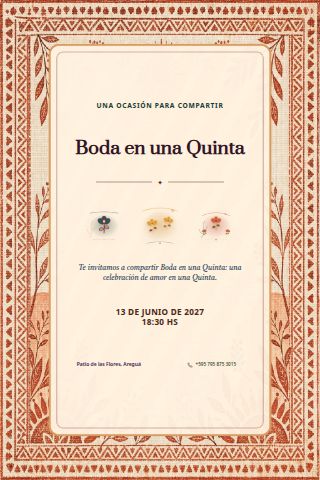 Countryside Quinta Wedding invitation design