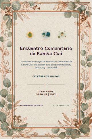Paraguayan Kamba Cuá Community Gathering invitation design preview
