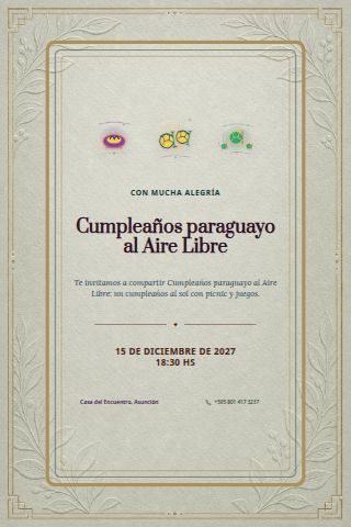 Paraguayan Outdoor Birthday Picnic invitation design preview