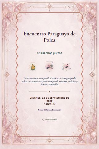 Paraguayan Polka Social invitation design preview