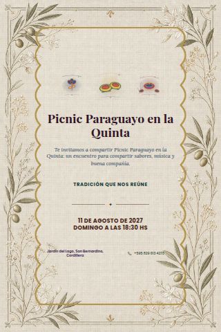 Paraguayan Quinta Picnic invitation design preview