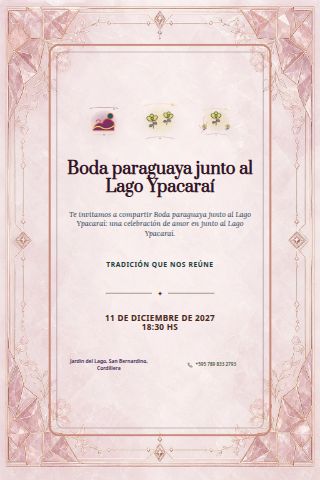 Paraguayan San Bernardino Lakeside Wedding invitation design preview