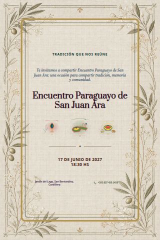 Paraguayan San Juan Ára Gathering invitation design preview