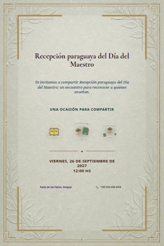 Paraguayan Teachers' Day Reception invitation design preview