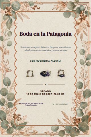 Patagonia Mountain Wedding invitation preview