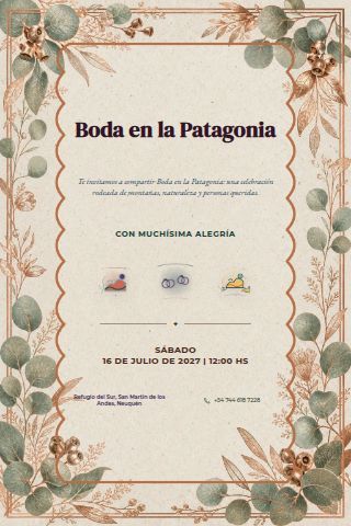 Patagonia Mountain Wedding invitation design preview