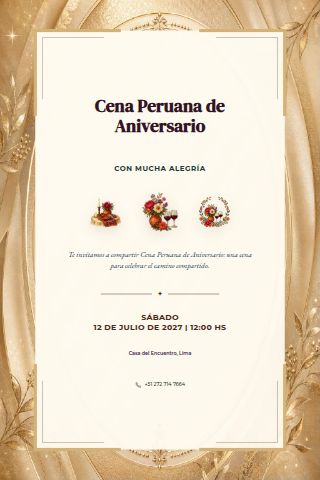 Peruvian Anniversary Dinner invitation preview