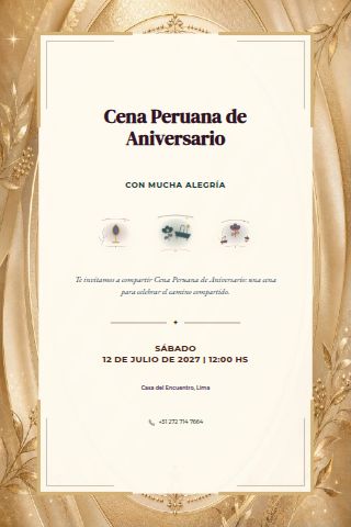 Peruvian Anniversary Dinner invitation design preview