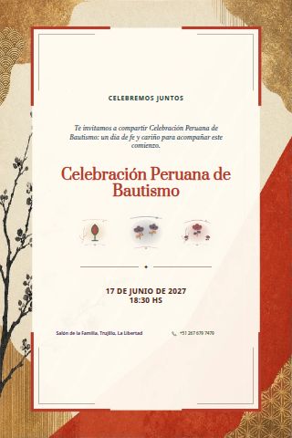 Peruvian Baptism Celebration invitation design preview