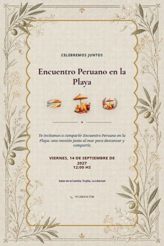 Peruvian Beach Gathering invitation preview