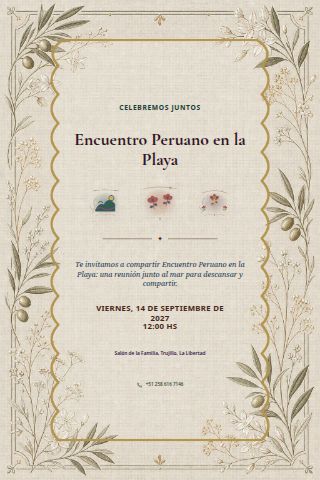 Peruvian Beach Gathering invitation design preview