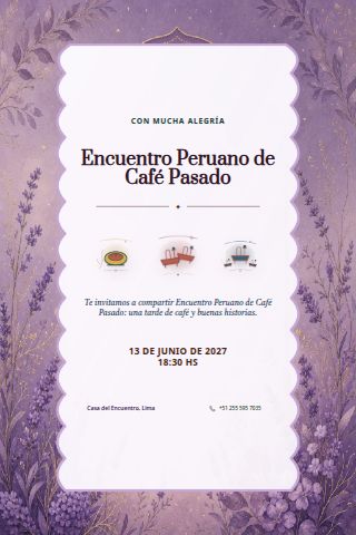 Peruvian Café Pasado Gathering invitation design preview