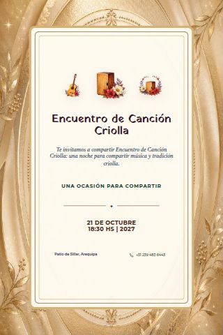 Canción Criolla Gathering invitation design preview