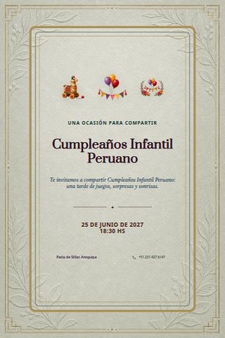 Peruvian Children's Birthday invitation preview