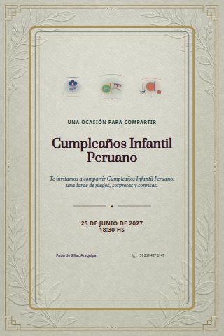Peruvian Children's Birthday invitation design preview