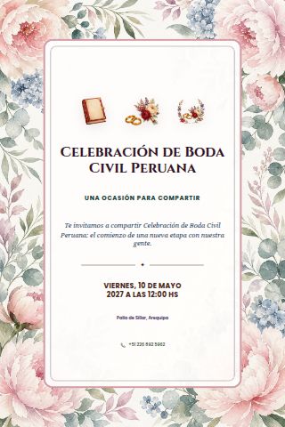 Peruvian Civil Wedding Celebration invitation design