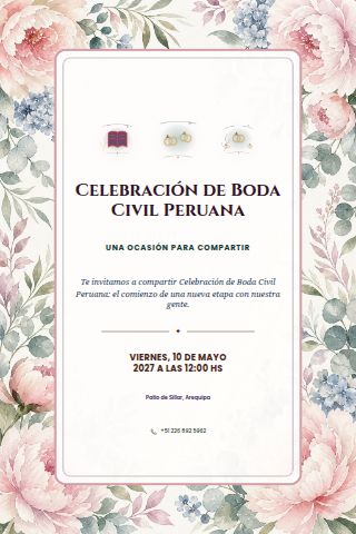 Peruvian Civil Wedding Celebration invitation design preview