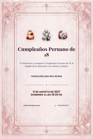 Peruvian Eighteenth Birthday invitation preview