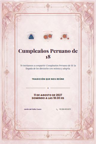 Peruvian Eighteenth Birthday invitation design preview