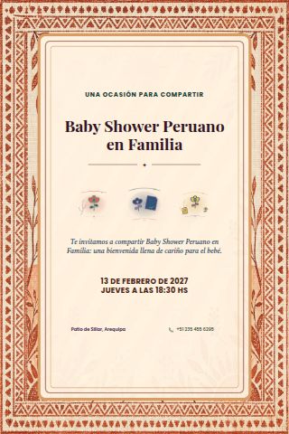 Peruvian Family Baby Shower invitation design preview