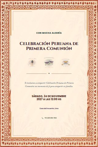 Peruvian First Communion Celebration invitation design preview